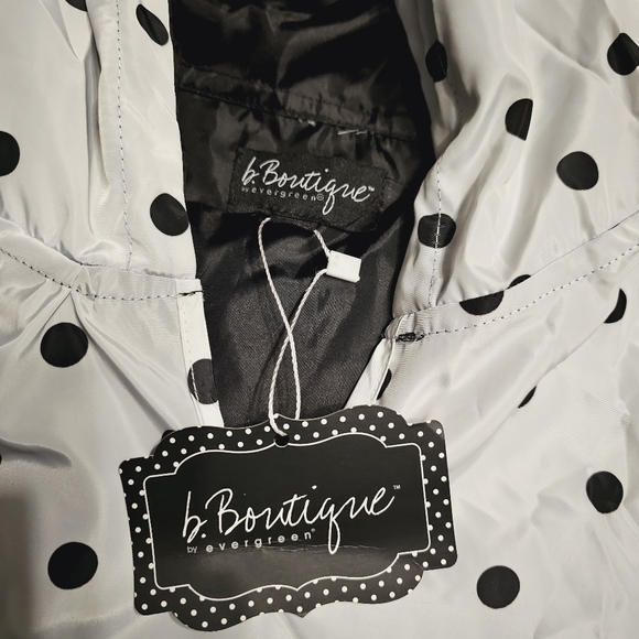 B Boutique Evergreen Reversible Raincoat Poncho, Black/White Polka Dots, One Sz - Picture 6 of 8
